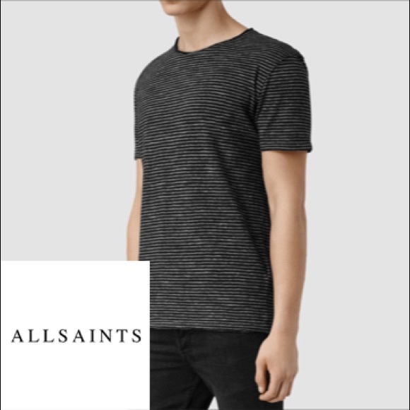 Allsaints Grey Striped Linen Tshirt Xxl 